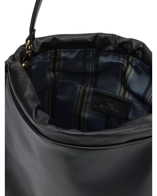 Etro Black Kalispera Medium Bucket Bag Shoulder Strap