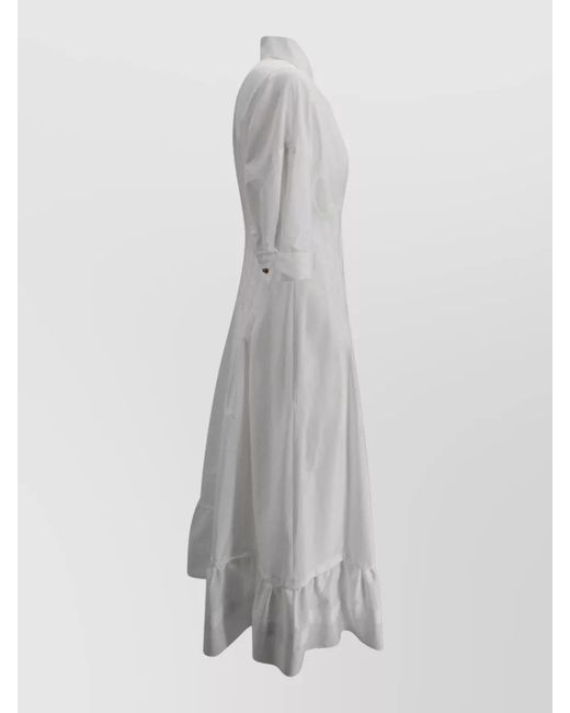 Max Mara Gray Long Poplin Dress Corset Waist Detail