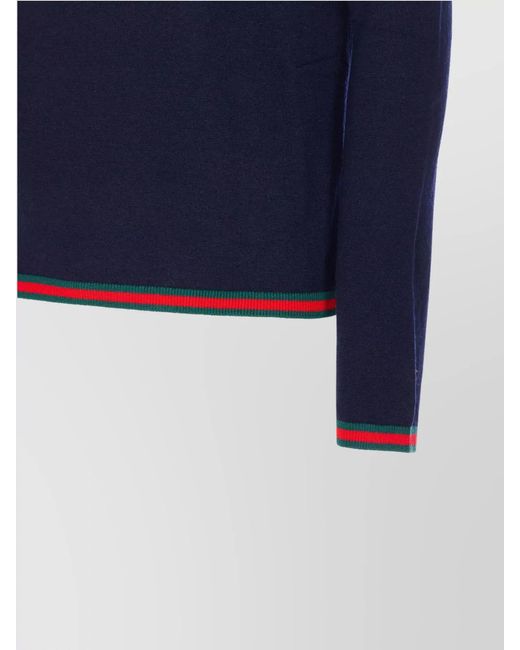 Gucci Blue Cashmere Fine-Knit Turtleneck Sweater for men