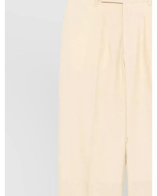 Paul Smith Natural Linen Trousers Front Pleats Belt Loops Back Pockets for men