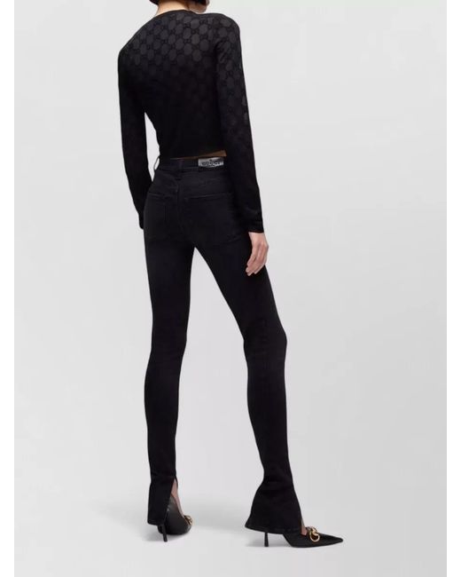 Gucci Black Sheer Knit Cardigan Ribbed Cuffs Hem