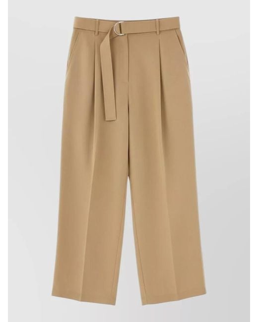Paul Smith Natural High Waist Pleated Wide Leg Belted Trousers