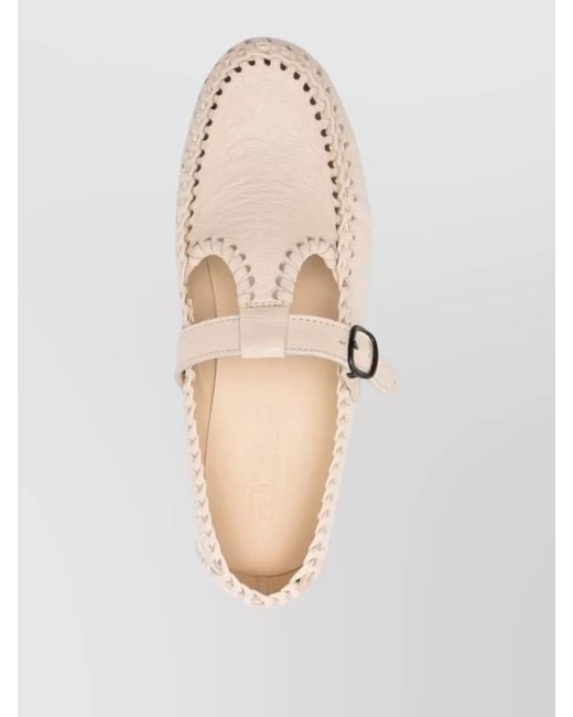 Hereu Natural Alcover Leather Loafers Buckle Woven Detail