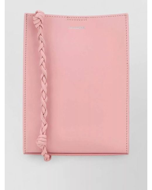 Jil Sander Pink Small Leather Tangle Shoulder Bag Rectangular