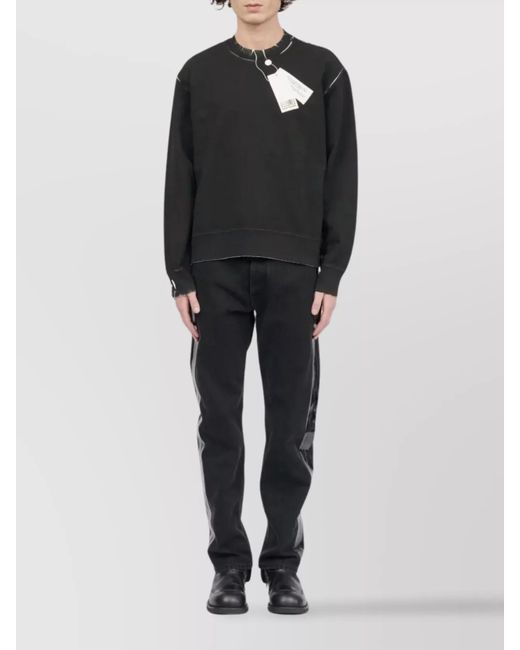 MM6 by Maison Margiela Black Cotton Crew Neck Sweatshirt for men