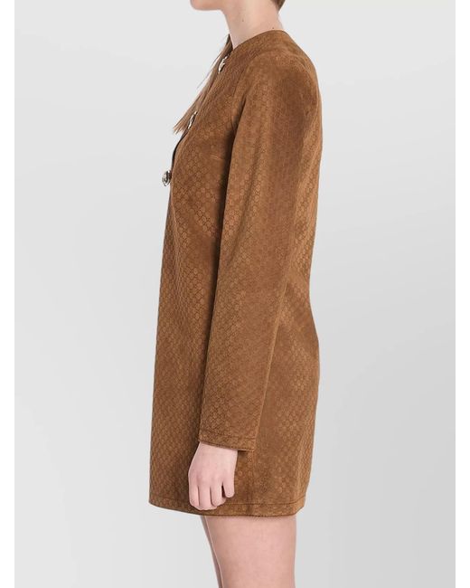 Gucci Brown Gg Suede Mini Dress