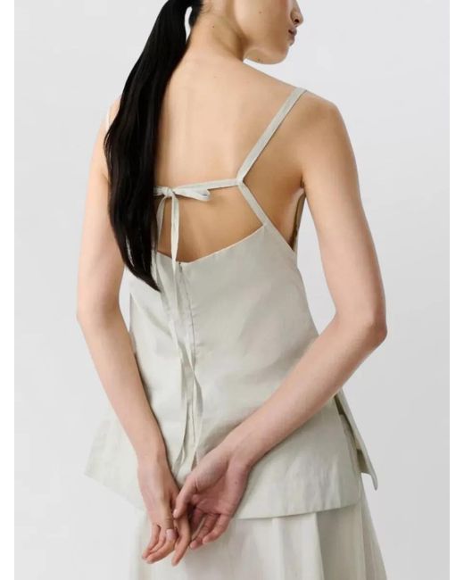 Studio Nicholson White Square Neck Sleeveless Dress Flared Hem