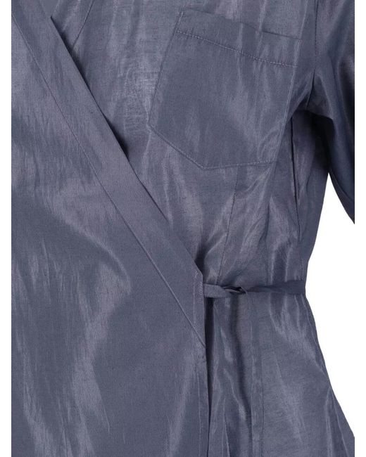 Paloma Wool Blue Wrap Jacket Three Quarter Sleeves Chest Pocket