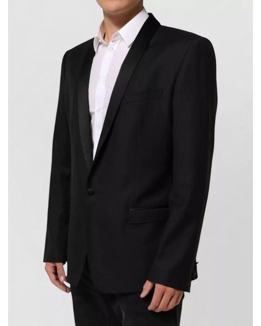 Dolce & Gabbana Black Silk Blend Single-Breasted Suit Blazer for men