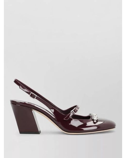 Jimmy Choo Brown Belinda Patent Slingback Pumps Block Heel