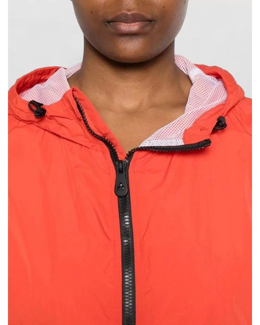 Peuterey Red Nigle Hooded Jacket Elastic Cuffs Pockets