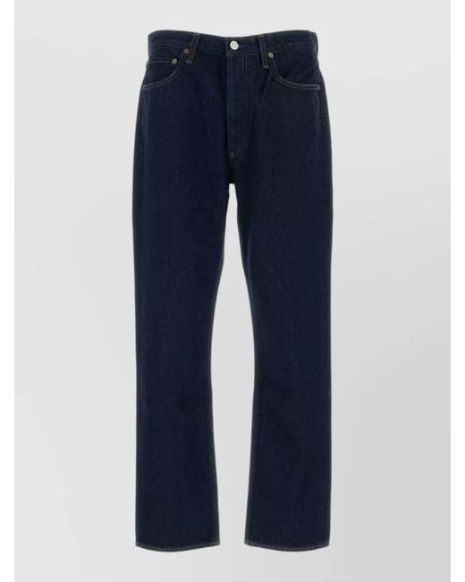 Agolde Blue Straight Leg Dark Wash Five Pocket Jeans for men