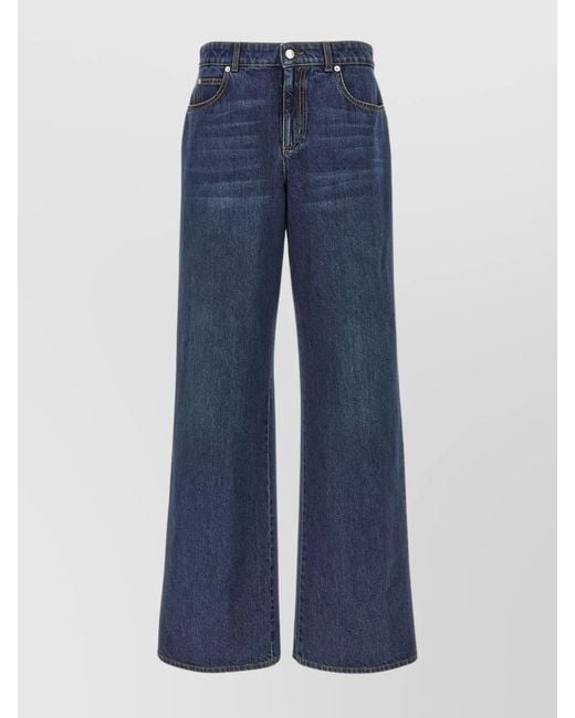 McQueen Blue Denim Wide-Leg Jeans