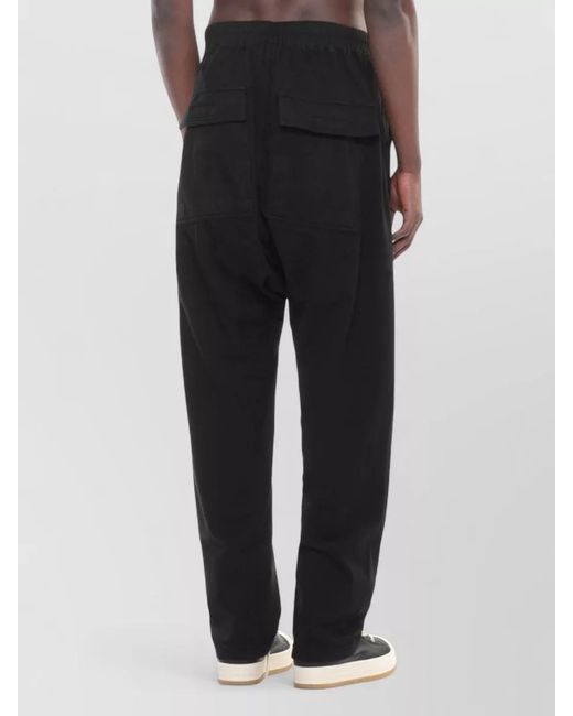 Rick Owens Black Straight Leg Cotton Trousers Welt Pockets for men