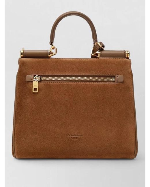 Dolce & Gabbana Brown Shoulder Bag Front Flap Tone Hardware