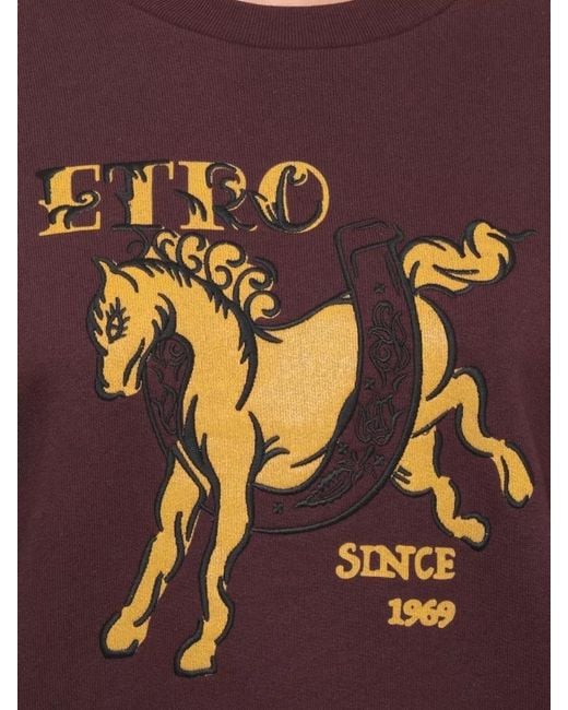 Etro Brown Cotton Sweatshirt Casual Style Crew Neck