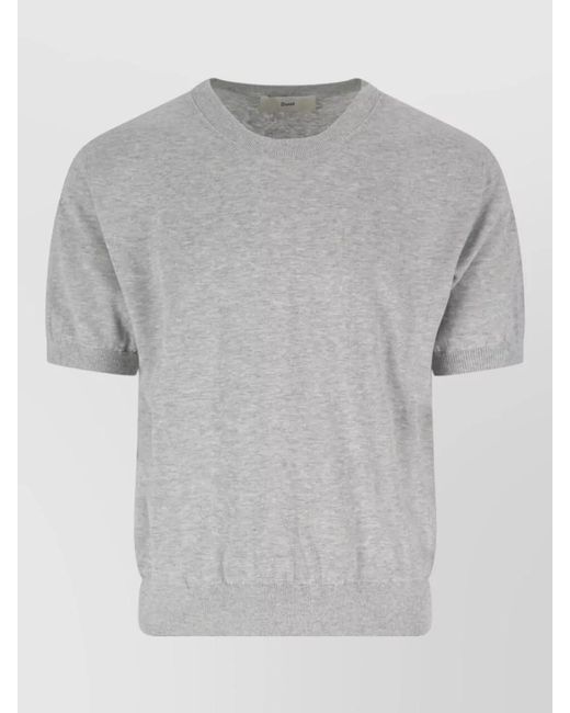 DUNST Gray Short Sleeve Crew Neck Knitwear Top