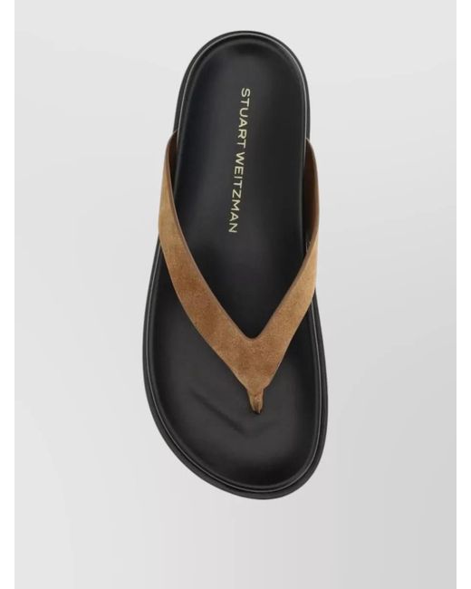 Stuart Weitzman Gray Suede Strap Flat Sole Open Toe Slides