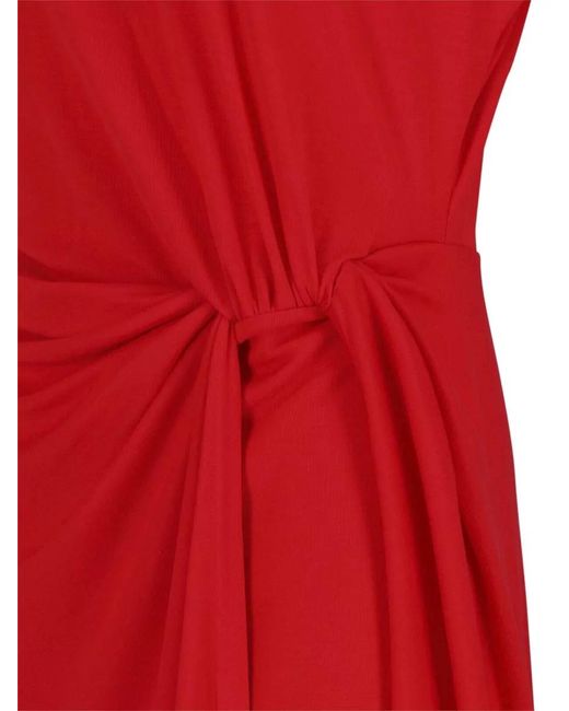 Polo Ralph Lauren Red Midi Dress Knot Detail Short Sleeves