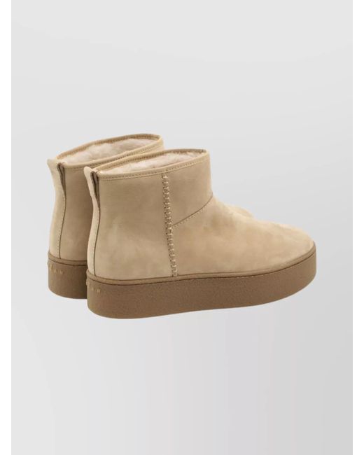 Hogan Natural Shearling Round Toe Ankle Boots