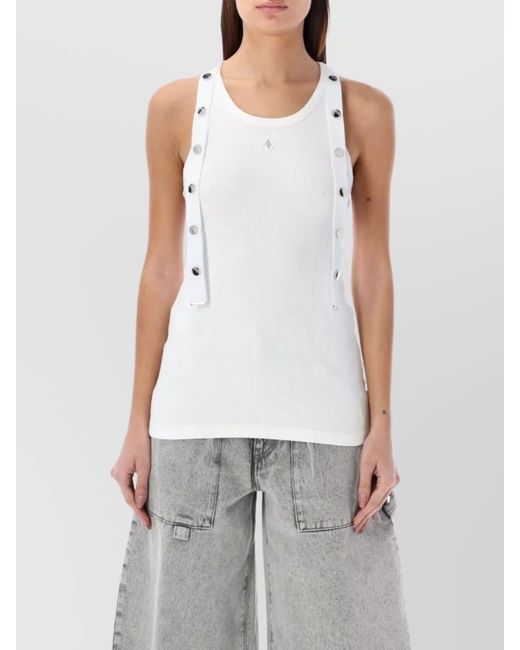 The Attico White Cotton Ribbed Slim-Fit Scoop-Neck Sleeveless Tank Top