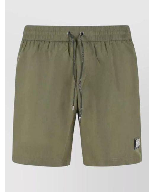 Dolce & Gabbana Green Mid Length Swim Boxers Zip Pocket Pouch for men