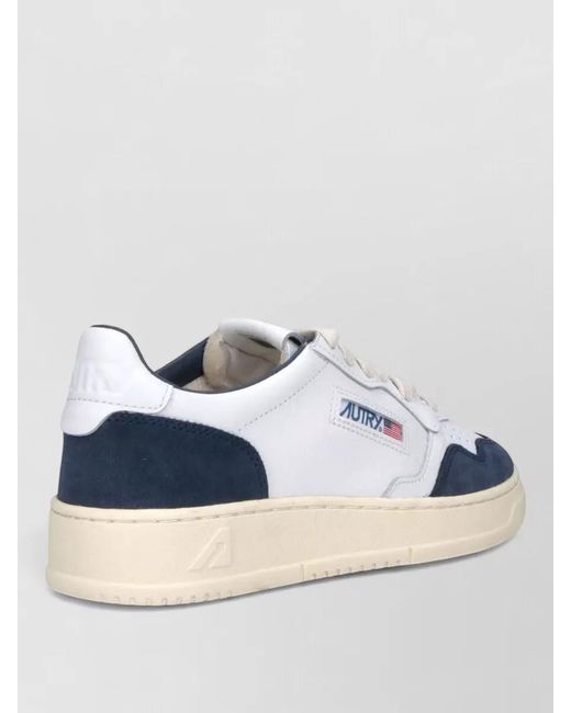 Autry Blue Leather Low Top Lace-Up Sneakers
