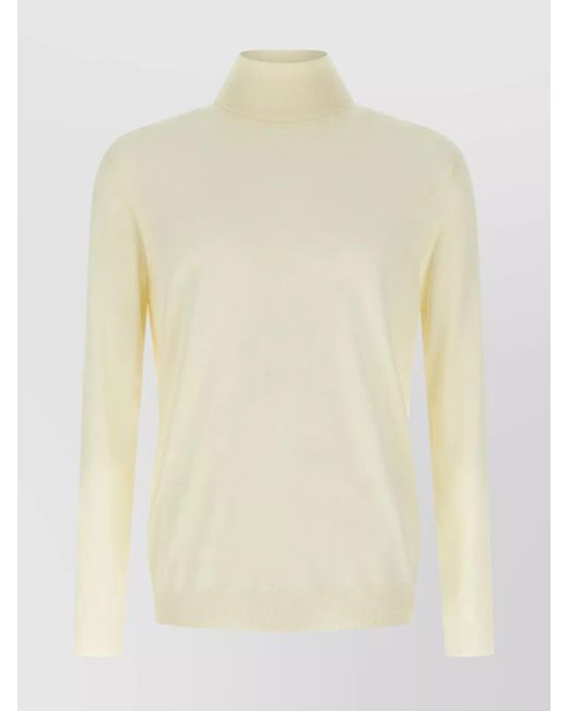 Zanone Men's Natural Turtleneck Sweater With Long Sleeves And Ribbed Finish