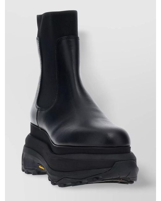 Sacai Black Chunky Sole Leather Ankle Boots