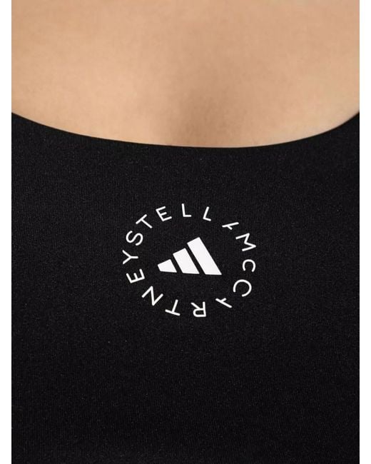 Adidas By Stella McCartney Black Logo Cropped Tank Racerback Stretch Top