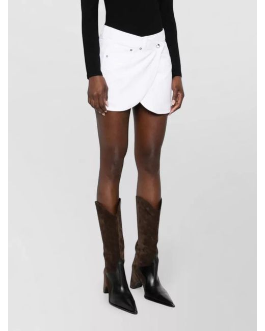 Coperni White Studded Asymmetric Wrap Mini Skirt