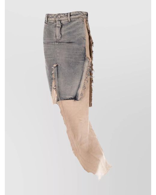Rick Owens Gray Denim Asymmetric Skirt