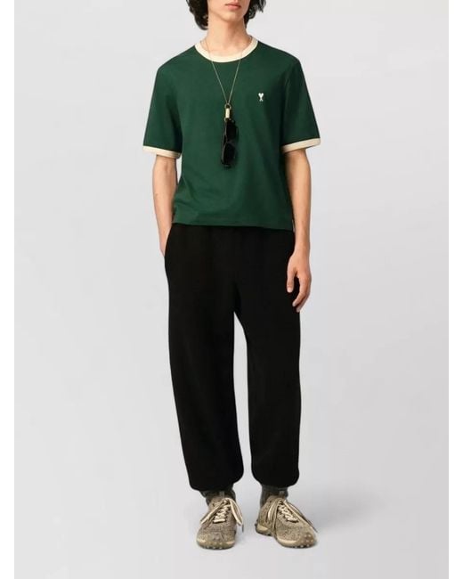 AMI Green Short Sleeve Crew Neck Regular Shirt for men