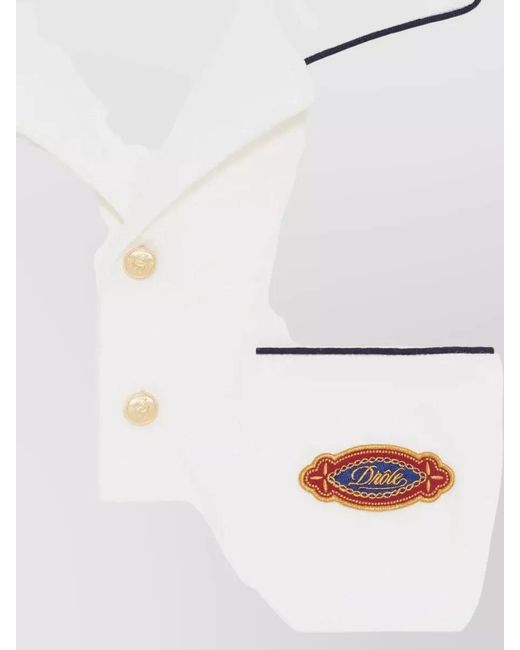 Drole de Monsieur White Cotton Polo Shirt for men