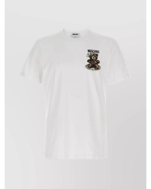 Moschino White Printed Cotton T-Shirt for men