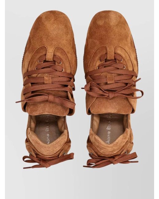 Acne Brown Leather Low-Top Sneakers for men