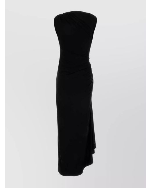 Bottega Veneta Black Viscose Slim-Fit Midi Dress