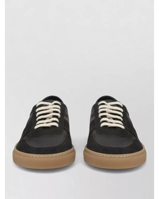 Common Projects Black Leather Sneakers Round Toe Contrast Sole for men
