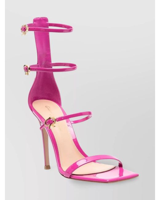Gianvito Rossi Pink Ribbon Uptown Patent High Heel Sandals