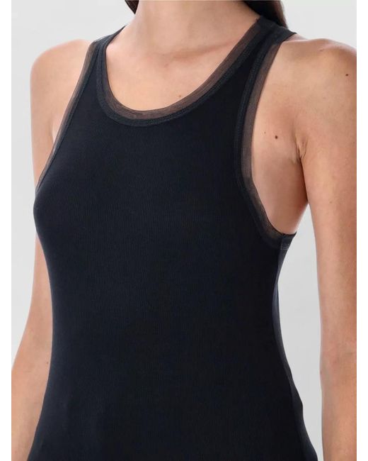 Remain Blue Rib Jersey Racerback Top Contrast Trim