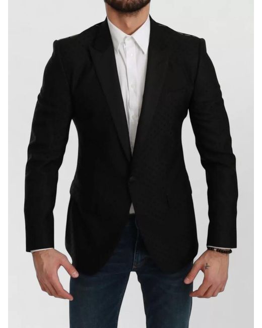 Dolce & Gabbana Black Virgin Wool Slim-Fit Blazer for men