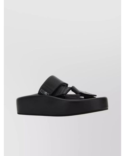 MM6 by Maison Margiela Black Leather Platform Sandals