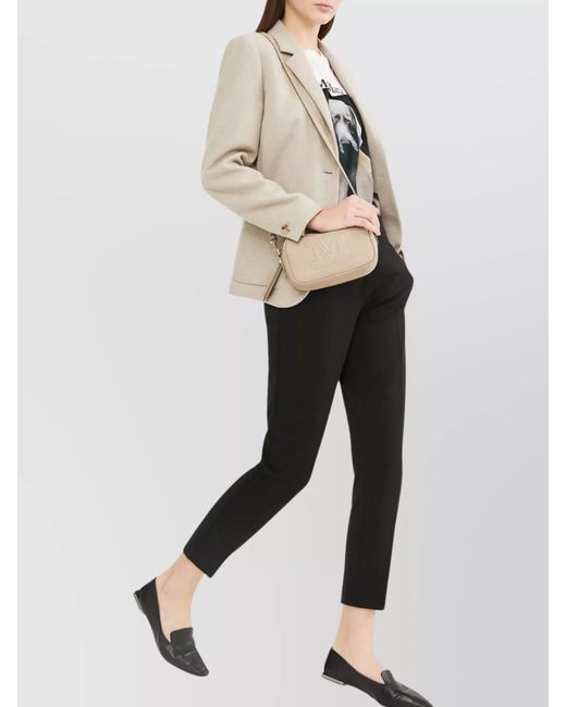Max Mara Black Viscose Pegno Slim-Fit Cropped Trousers