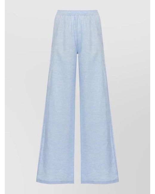 Fabiana Filippi Blue Linen Wide Leg Pants Rear Light Detail