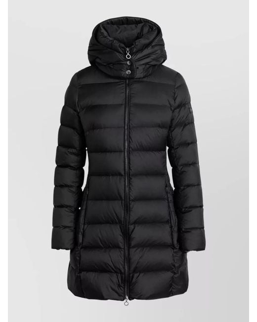 Tatras Black Long Hooded Quilted Coat Elastic Cuffs
