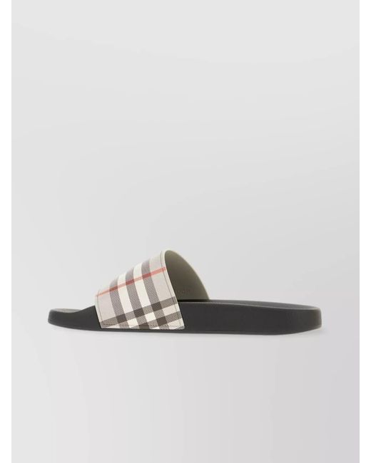 Burberry White Synthetic Leather Slides