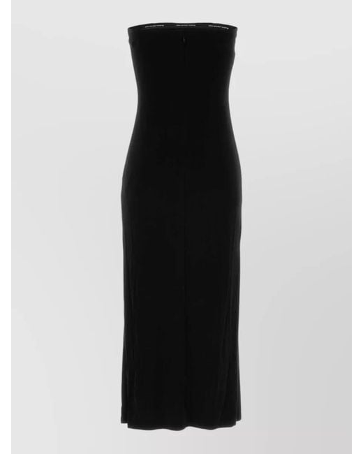 Alexander Wang Black Strapless Jersey Midi Dress Back Slit