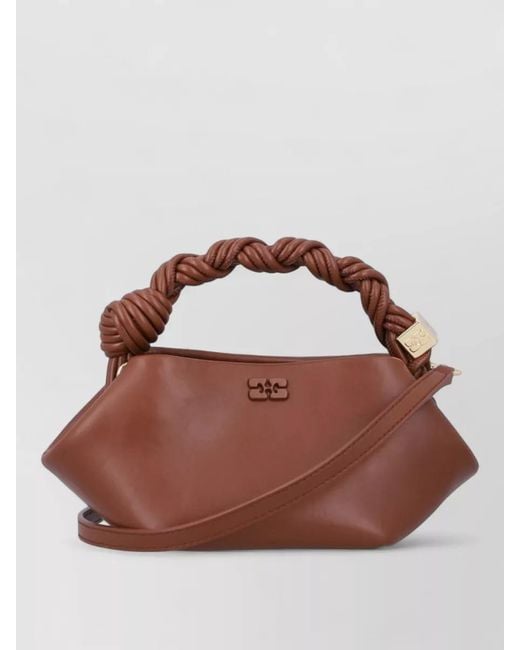 Ganni Brown Bou Mini Recycled Leather Shoulder Bag
