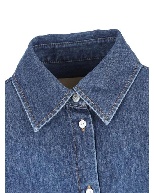 Valentino Garavani Blue Denim Shirt Long Sleeves Loose Fit Collar