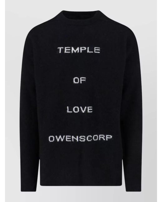 Rick Owens Blue Crew Neck Sweater Long Sleeves Text Detail for men